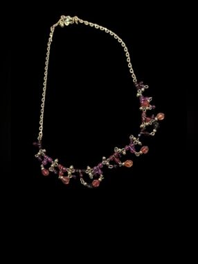 Avon Gold-Tone Necklace with Purple and Orange Beads